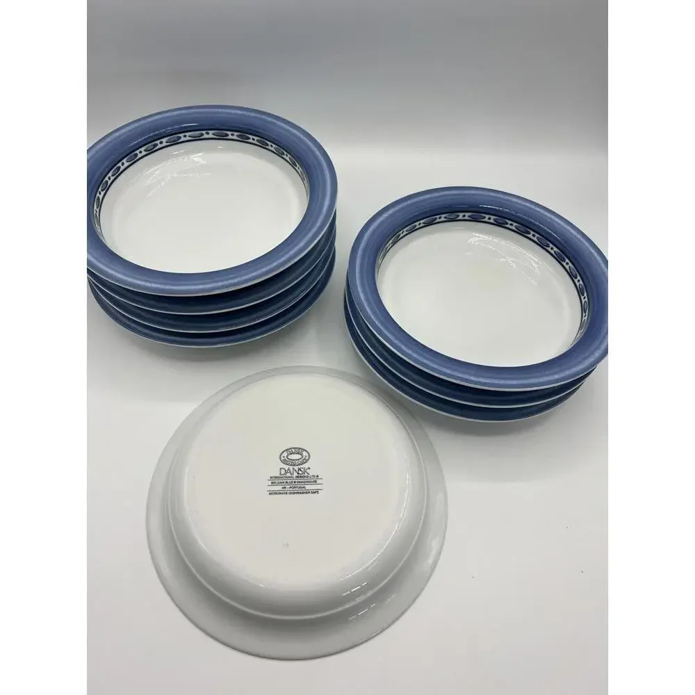 Dansk Belgian Blue Bistro Cafe Rimmed Soup Plates - Set of 8 - Picture 3 of 5
